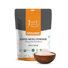 Just Jaivik Organic Safed Musli Powder 227g front view