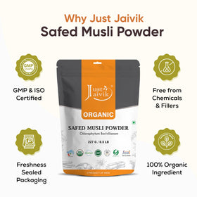 Just Jaivik Organic Safed Musli Powder with herbal ingredients
