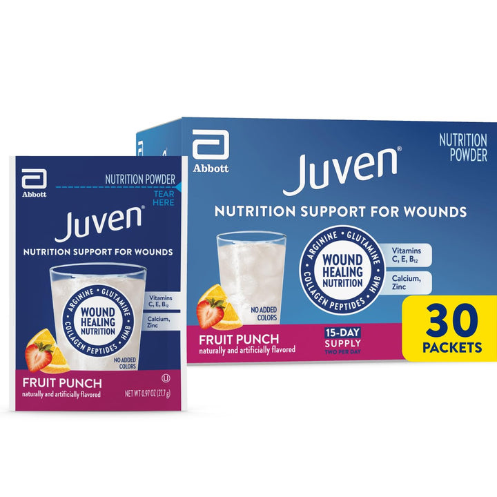 Juven Nutrition Support for Wound Healing Fruit Punch powder packet front view