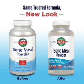 KAL Bone Meal Powder in a bowl with a spoon