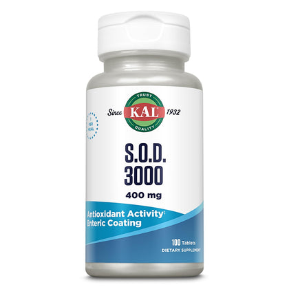 KAL S.O.D. 3000 Antioxidant Supplement 400mg bottle front view