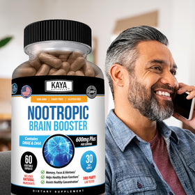 Kaya Naturals Nootropic Brain support capsules in a hand