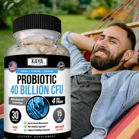 Kaya Naturals Probiotic 40 Billion CFU 30 Capsules with measuring spoon