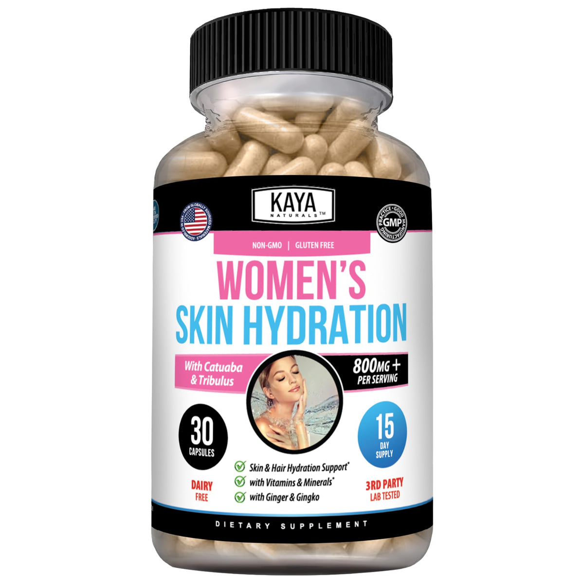 Kaya Naturals Women’s Hydration & Wellness Support 30 Capsules front view
