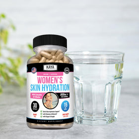Kaya Naturals Women's Hydration & Wellness Support beside a water bottle