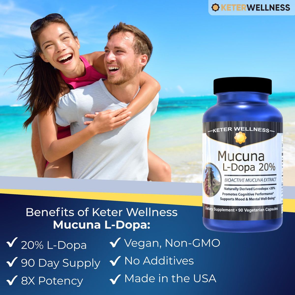 Keter Wellness Mucuna Pruriens 90 Capsules side view