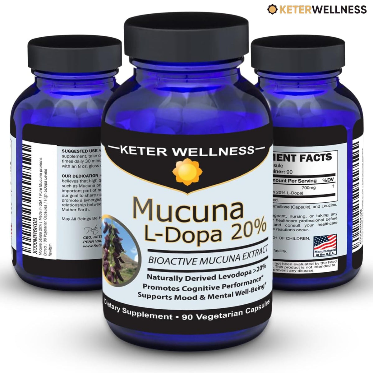 Keter Wellness Mucuna Pruriens 90 Capsules with measuring spoon