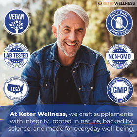 Keter Wellness Mucuna Pruriens capsules in a hand
