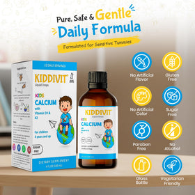 Kiddivit Calcium Kids Liquid Drops 120 mL side view