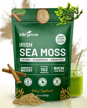 KIKI Green Irish Sea Moss Powder 8 Oz front view