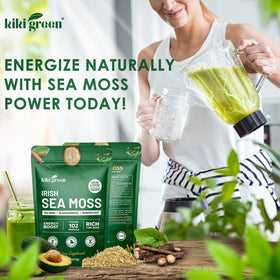 KIKI Green Irish Sea Moss Powder 8 Oz lifestyle scene