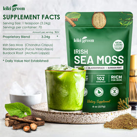 KIKI Green Irish Sea Moss Powder 8 Oz packaging