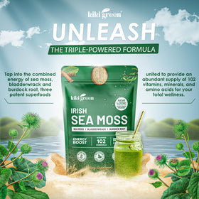 KIKI Green Irish Sea Moss Powder 8 Oz side view