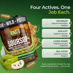 KINATU SUPERFOODS Soursop 24-in-1 Superfood bottle in a gym bag
