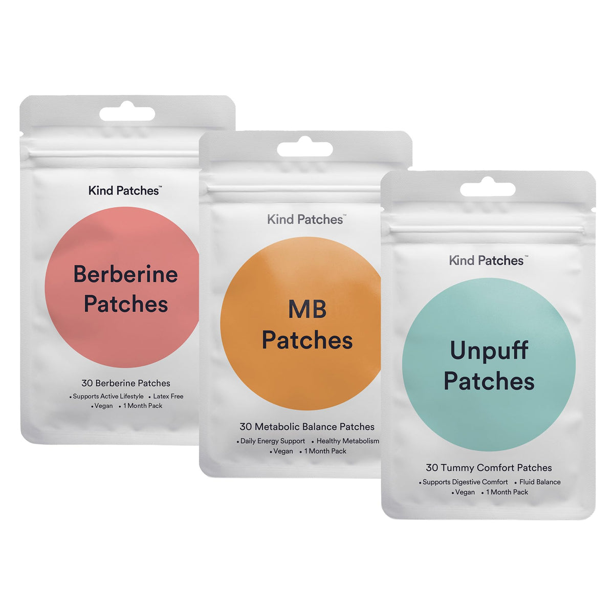 Kind Patches Trio packaging front view with three patches