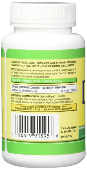 KIRKLAND Vitamin D3 1000 IU tablet bottle side view