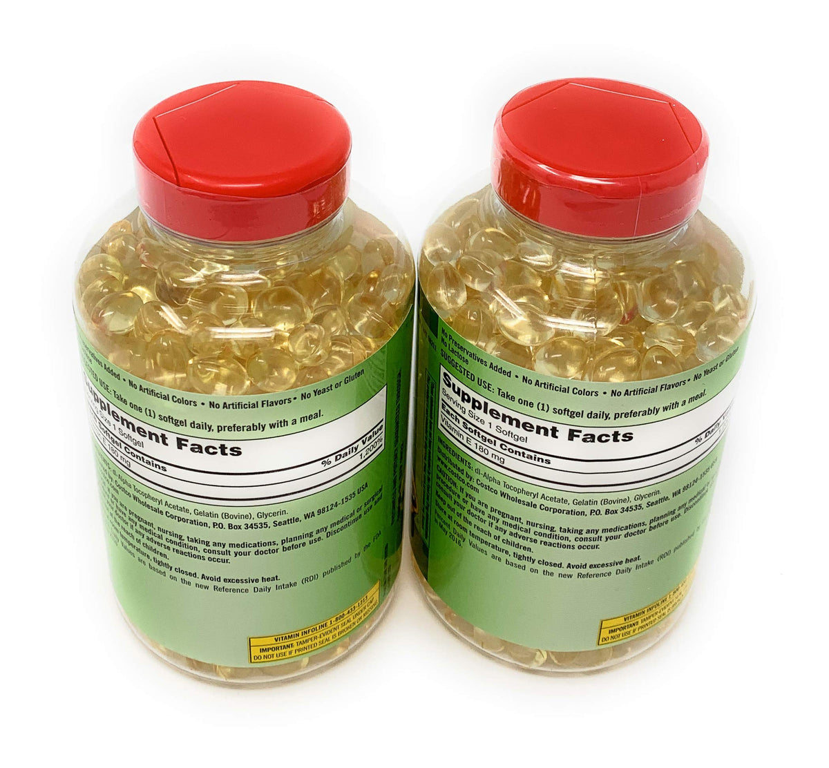 KIRKLAND Vitamin E 400 IU Softgels showing dosage information