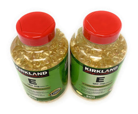KIRKLAND Vitamin E 400 IU Softgels side view of packaging