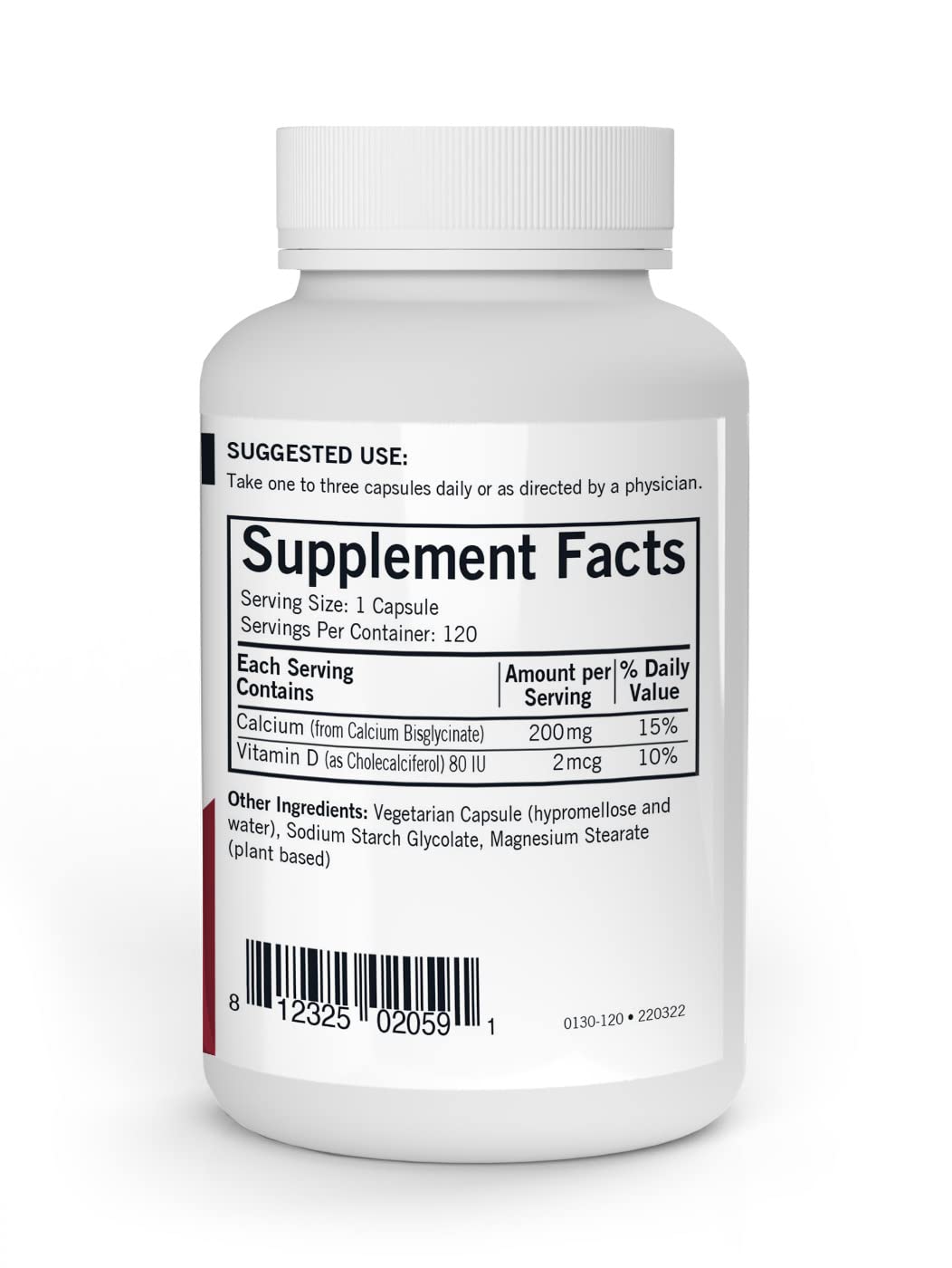 Kirkman Calcium 200 mg bottle with 120 capsules