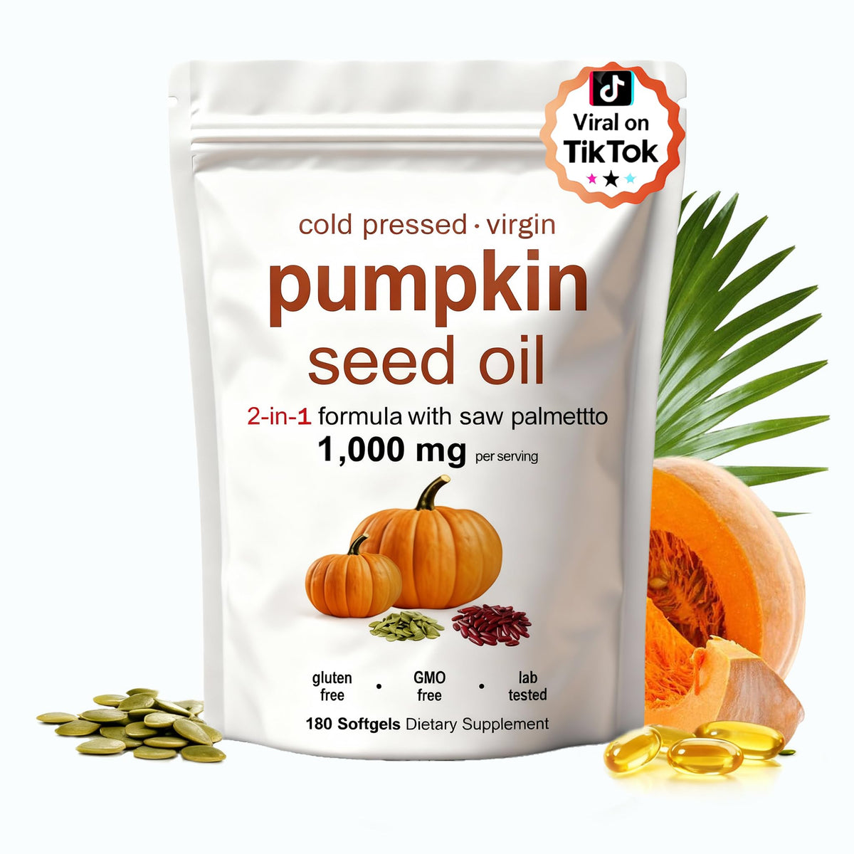 KITABIO Pumpkin Seed Oil Capsules bottle front view