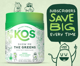 KOS Organic Super Greens Powder Green Apple close-up of ingredients