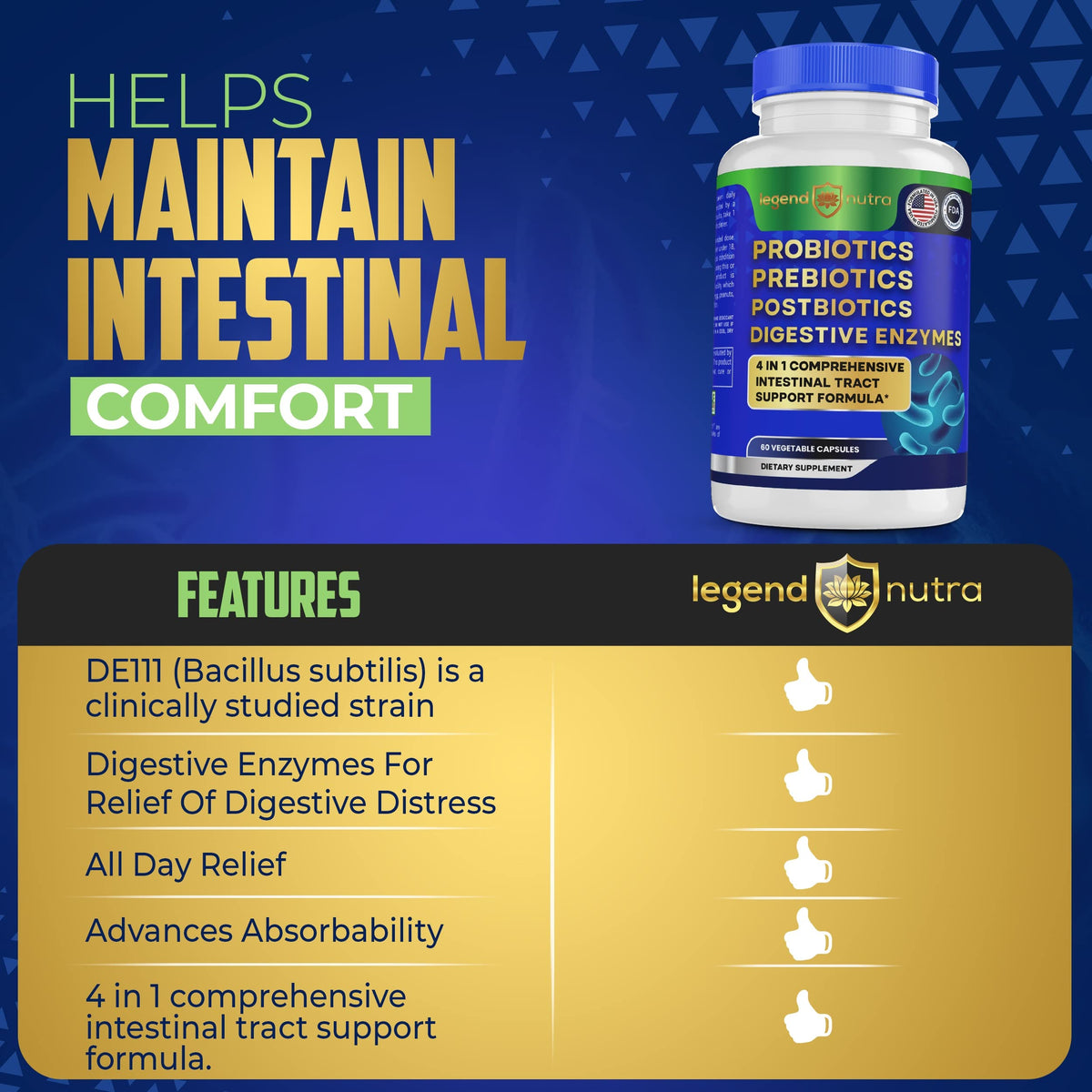 Legend Nutra Probiotics with natural ingredients