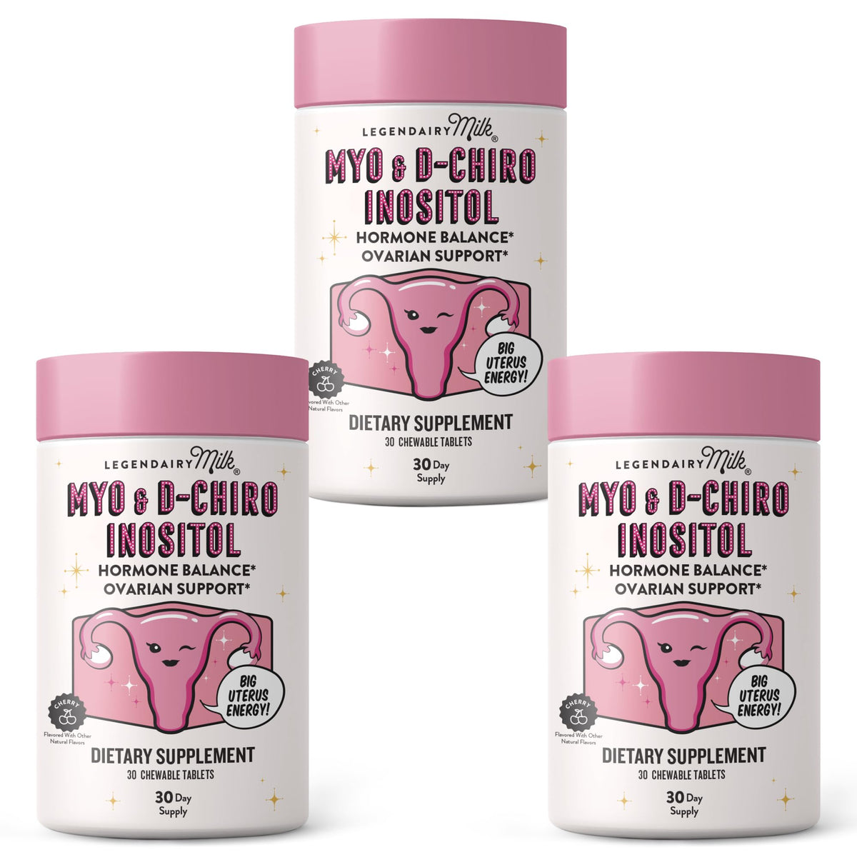 Legendairy Milk Myo Inositol cherry chewable tablets front view