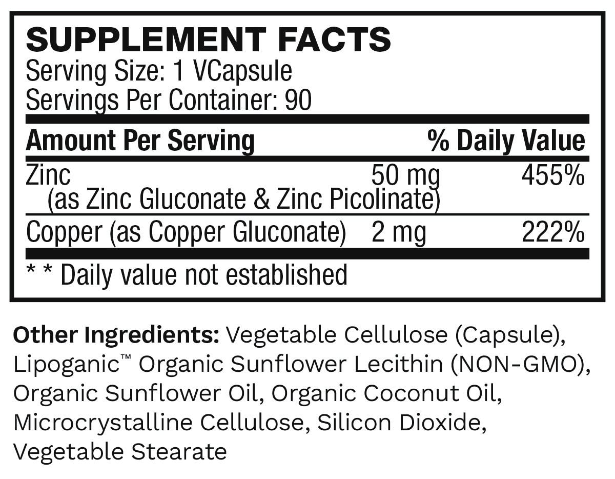 Lewis Labs Liposomal Zinc Picolinate Supplement 90 Capsules side view