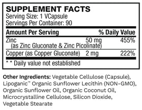 Lewis Labs Liposomal Zinc Picolinate Supplement 90 Capsules side view