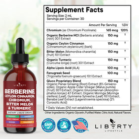 Liberty Lifestyle Berberine liquid drops bottle side view
