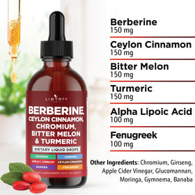 Liberty Lifestyle Berberine with Ceylon Cinnamon Liquid Drops ingredients list