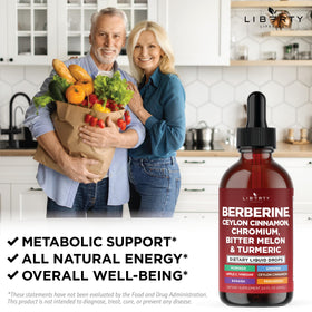 Liberty Lifestyle Berberine with Ceylon Cinnamon Liquid Drops on a wooden table