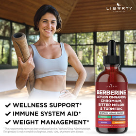Liberty Lifestyle Berberine with Ceylon Cinnamon Liquid Drops with a dropper