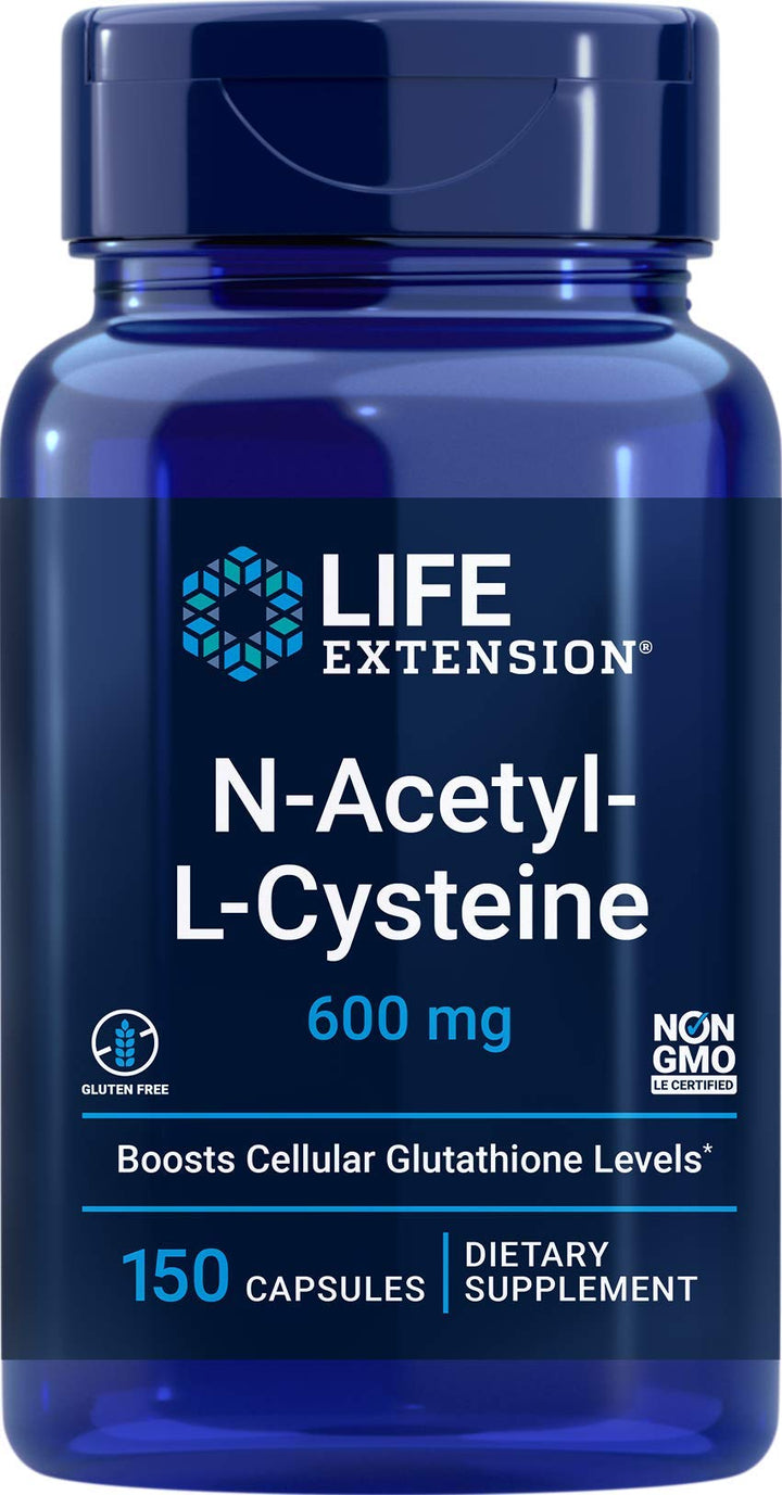 Life Extension N-Acetyl-L-Cysteine 600mg 150 Capsules front view