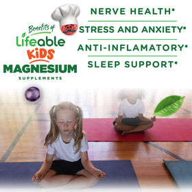 Lifeable Magnesium Gummies for Kids serving size of 2 gummies