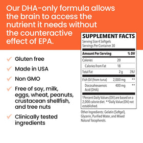 LifeSeasons NeuroQ Memory DHA-400 softgels on a wooden table