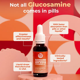 Lifestyle shot of BIOTOPLEVEL Liquid Glucosamine on kitchen counter