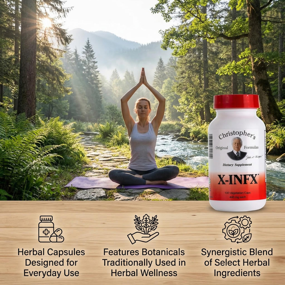 Lifestyle shot of Christopher's X-INFX Formula in a wellness setting