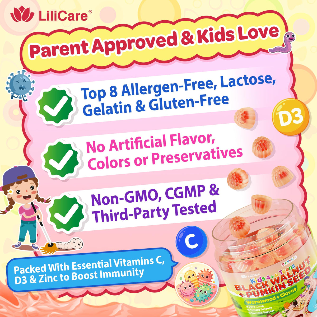 LILICARE Para Cleanse Gummies with children enjoying them