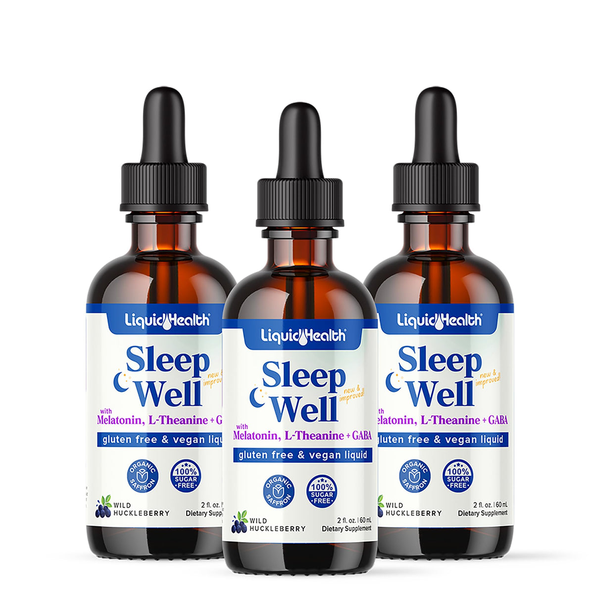 LIQUIDHEALTH Sleep Well Melatonin Drops 3 Pack front view