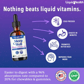 LIQUIDHEALTH Sleep Well Melatonin Drops bottle with dropper