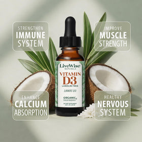 Live Wise Naturals Vitamin D3 1000 IU Drops label close-up