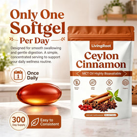 LivingRoot Ceylon Cinnamon Softgels opened pouch