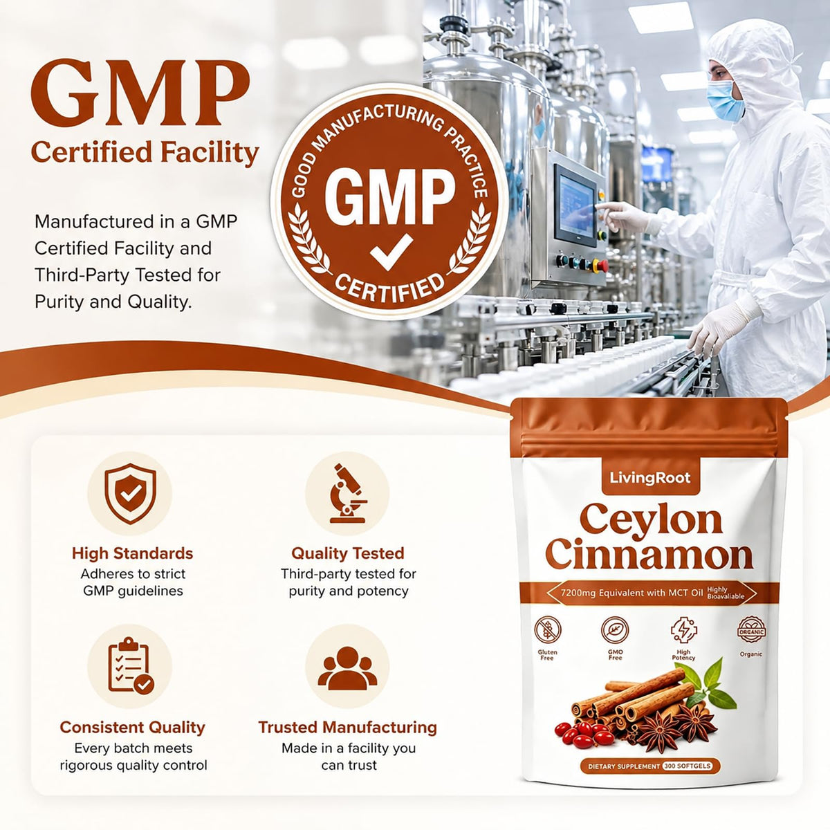 LivingRoot Ceylon Cinnamon Softgels packaging
