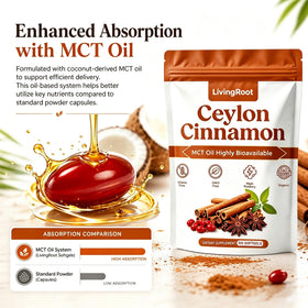 LivingRoot Ceylon Cinnamon Softgels with MCT Oil close-up