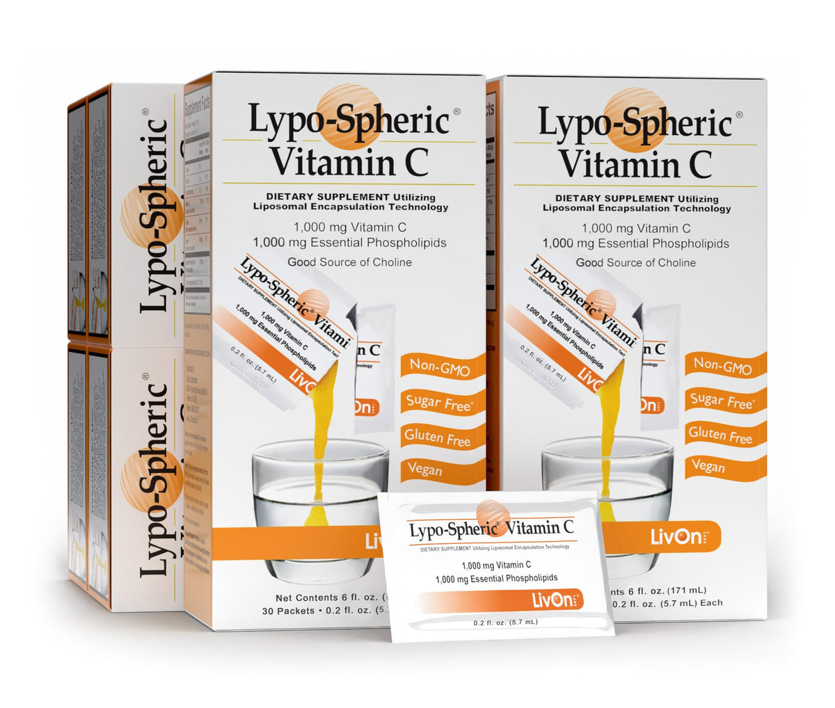 LivOn Laboratories Lypo-Spheric Vitamin C 1000mg packet front view