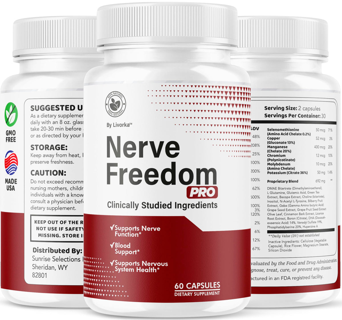 LIVORKA Nerve Freedom Pro Capsules detailed view of ingredients