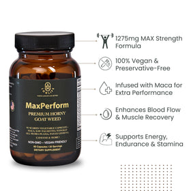 LONLIFE MaxPerform Horny Goat Weed & Maca Root Supplement packaging