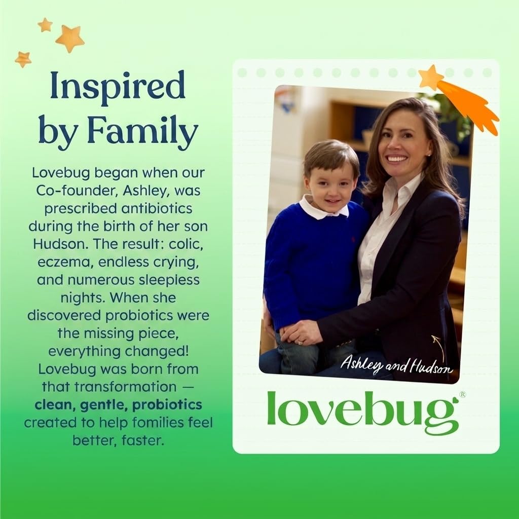 LOVEBUG Probiotics Daily Supplement bottle with a measuring spoon