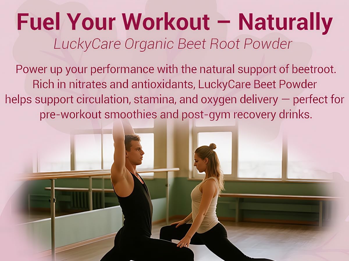 Luckycare Organic Beet Root Powder in pink latte